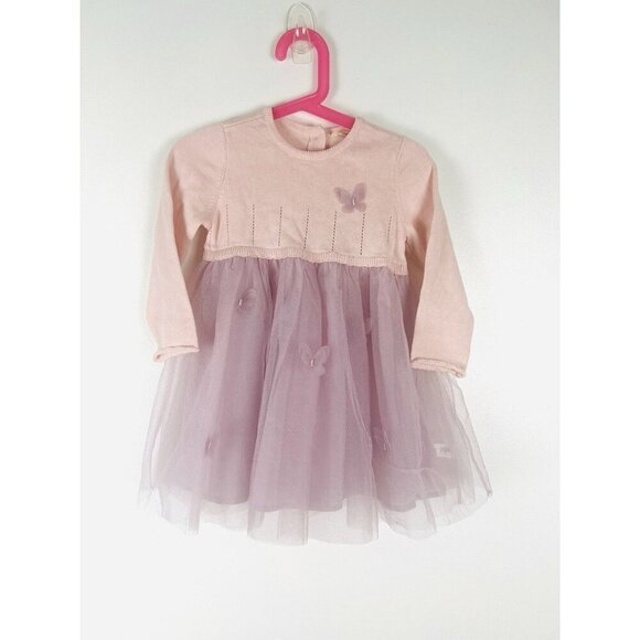 Dave & Bella Toddler Girl's Pink Sweater Tulle Dress 3T Princess Butterfly NWT - Picture 1 of 9